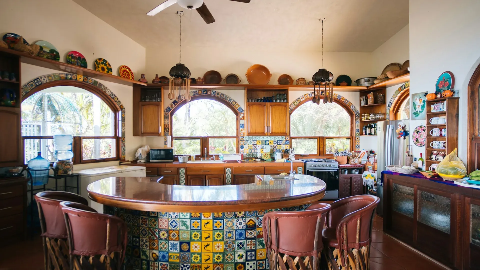 A working Mexican kitchen with masa and corn husks at Leal's Tamale Factory