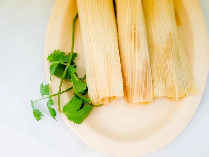 Pork tamales with red chile filling from Leal's Tamale Factory